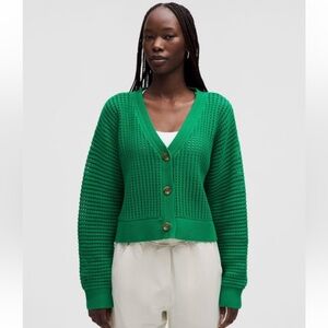 Lululemon Women’s Cotton Crochet Mesh Relaxed-Fit Cardigan Sweater